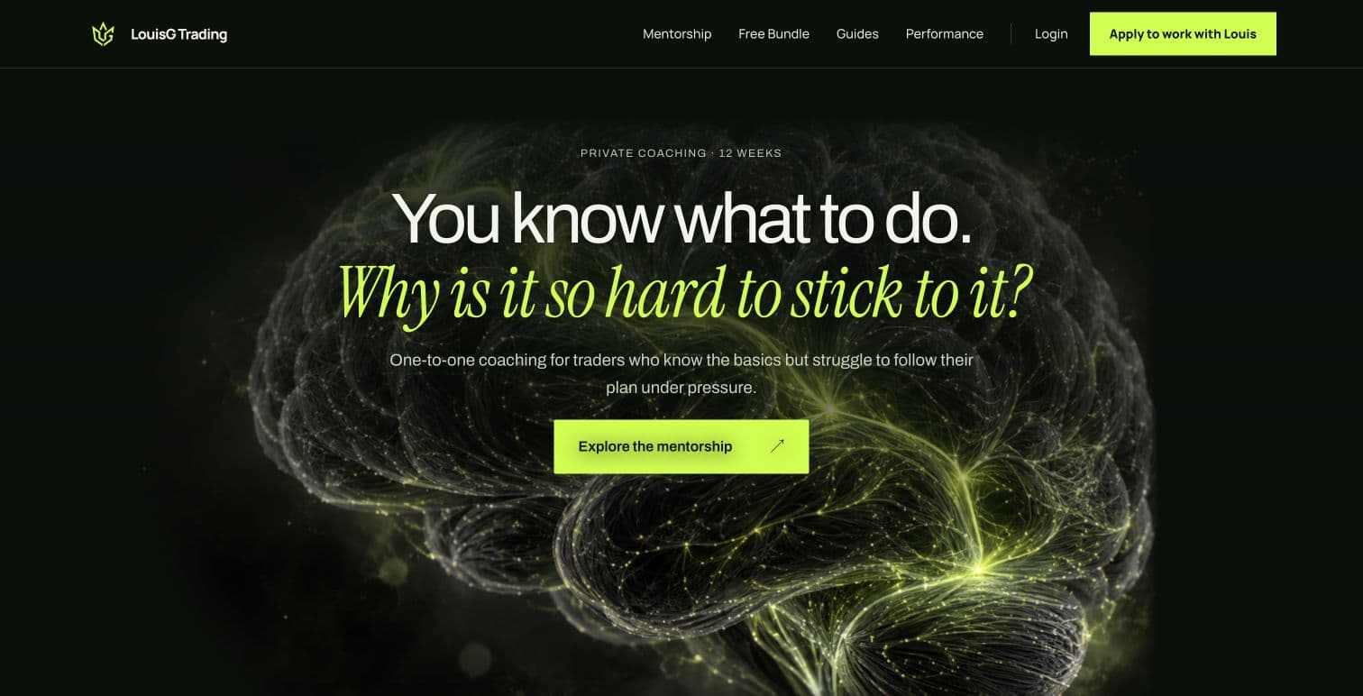 The current LouisG Trading mentorship homepage